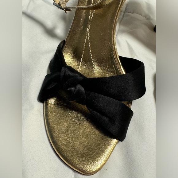 Kate Spade New York Black Satin Knot Detail Gold Elegant Classy Heels 5.5 Italy - Picture 4 of 16